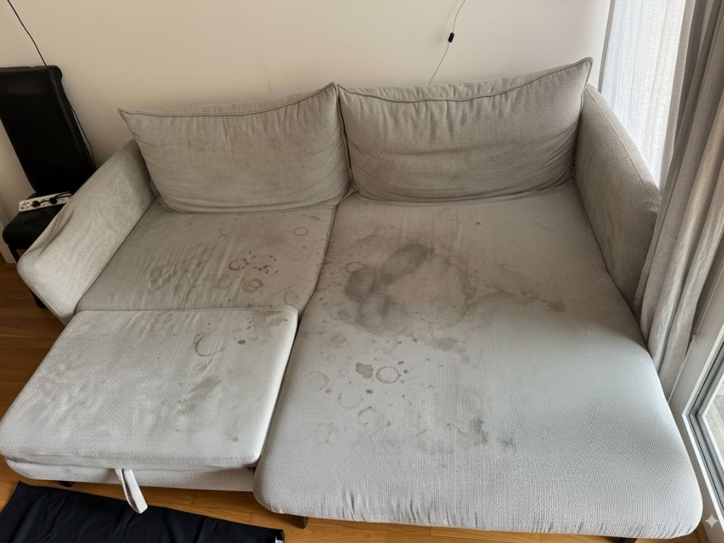 Stoffsofa – vorher